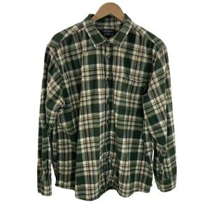 Eddie Bauer XXL Mens Green Shirt Long Sleeves Button Up 100% Cotton